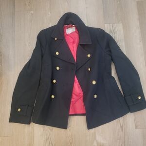 Banana Republic Women's Black Peacoat with Gold Buttons